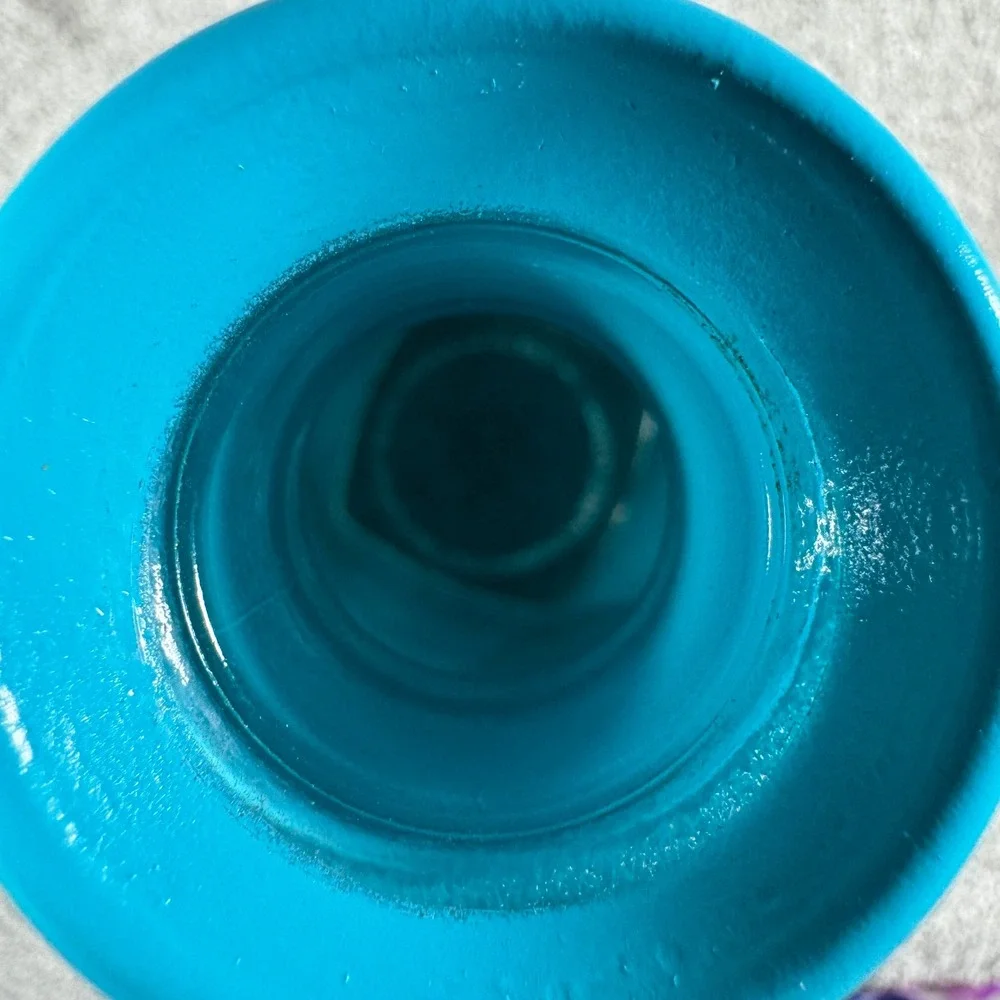 Vintage Decanter Bottle Turquoise Blue Geometric Mid Century Modern with Stopper